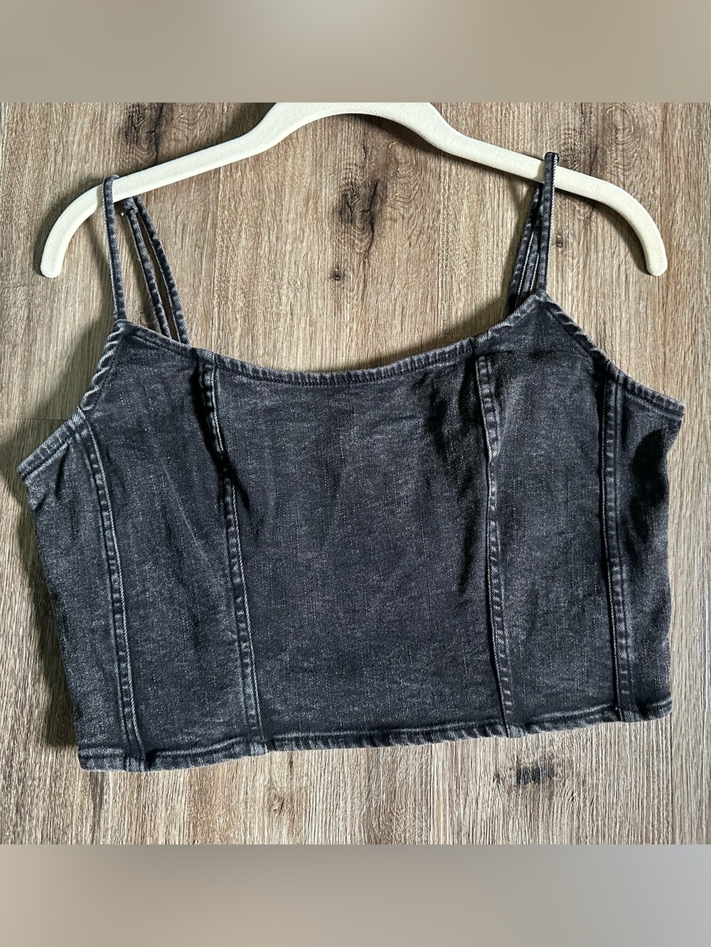 American Eagle Outfitters Black Washed Denim Cropped Cami